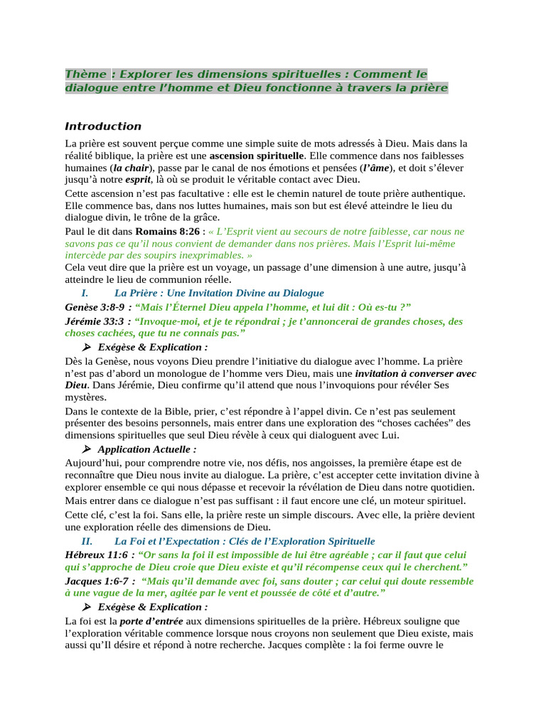 Exploration des Dimensions Spirituelles | PDF | Dieu | Prière