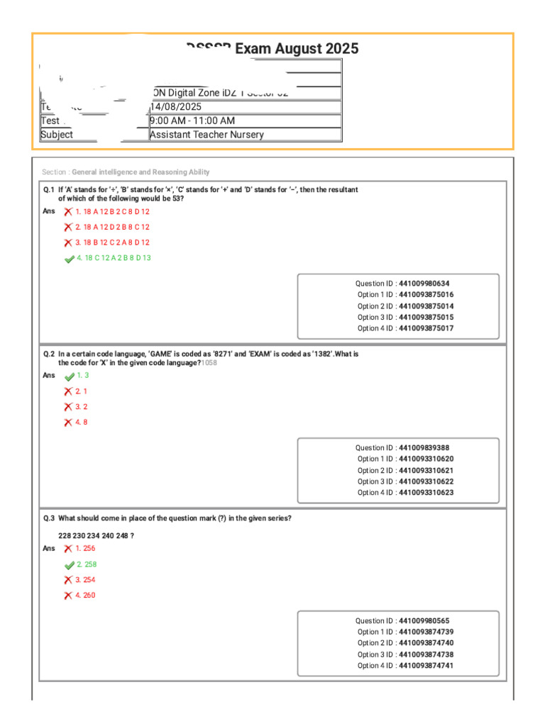 General Intelligence and Reasoning Test | PDF