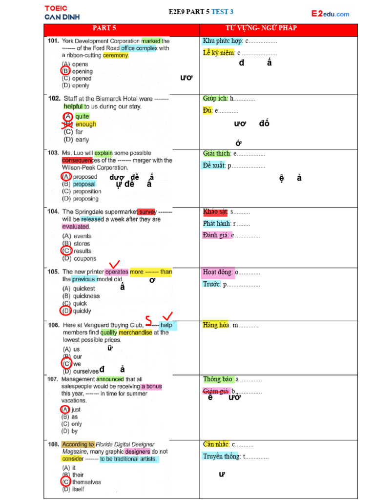 c3 E2e9 Part 5 Test 3 | PDF