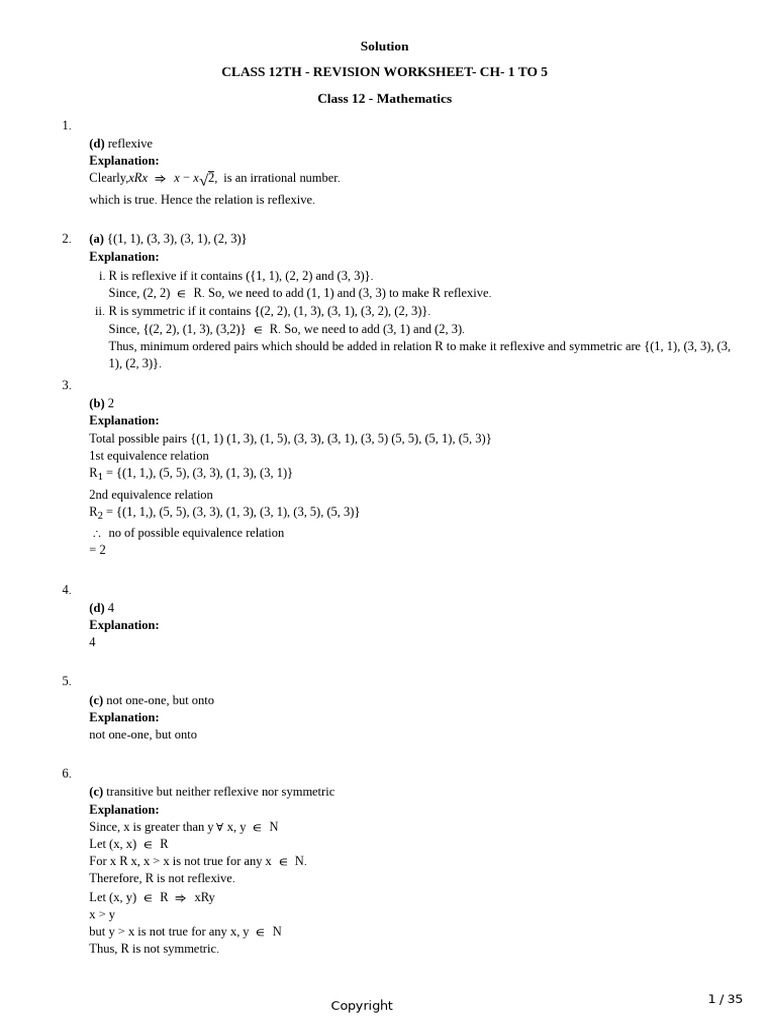 CH 1 To 4 Revision Assignment Solution | PDF | Trigonometric Functions ...