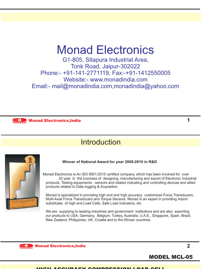 High Accuracy Compression Load Cell | PDF | Solid | Physical Sciences