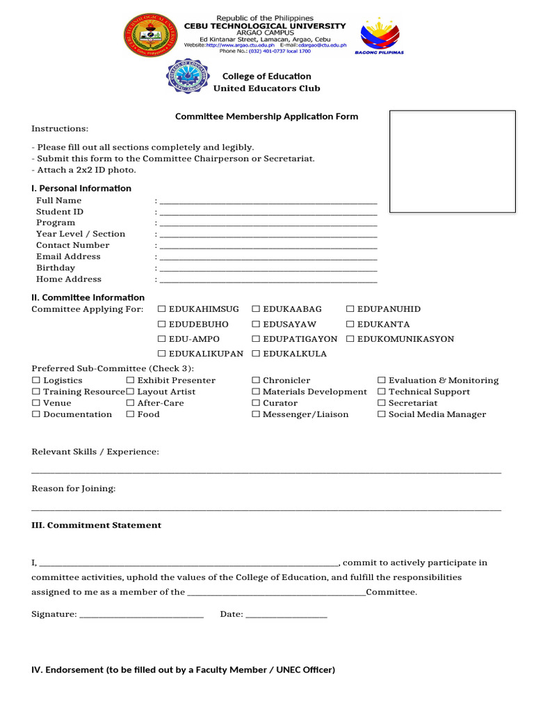 Committee Membership Application Form | PDF