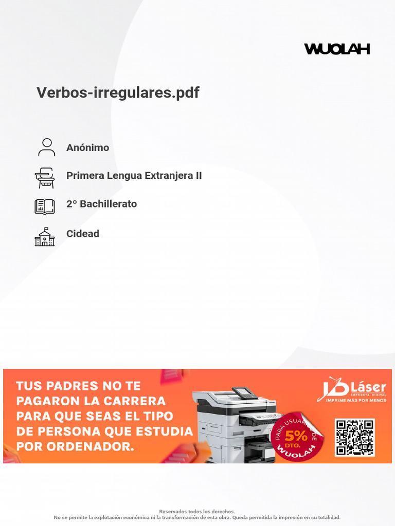 Wuolah Free Verbos Irregulares | PDF | Syntax | Semantic Units