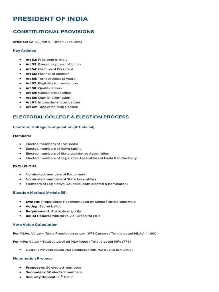President of India: Constitutional Overview | PDF | Pardon | Political Law