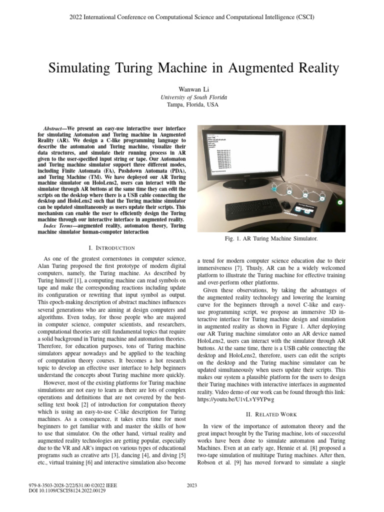 Simulating Turing Machine in Augmented Reality | PDF | Automata Theory ...