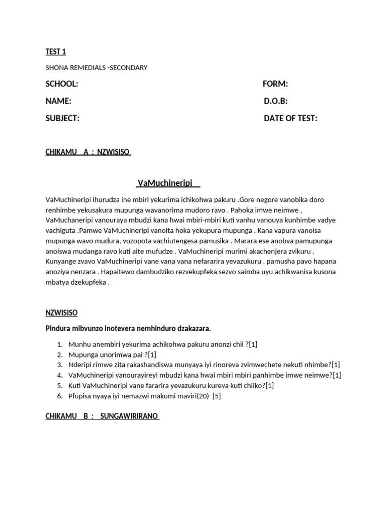 Mupunga neMakudo muShona Remedials | PDF