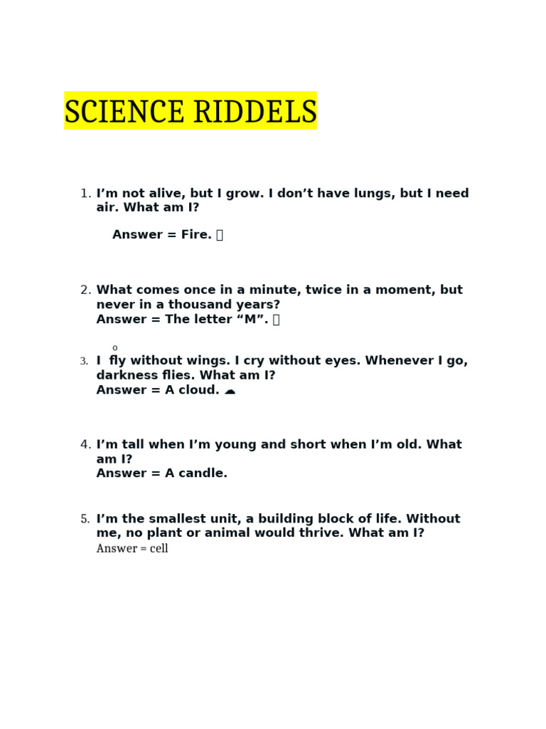 Science Riddels | PDF