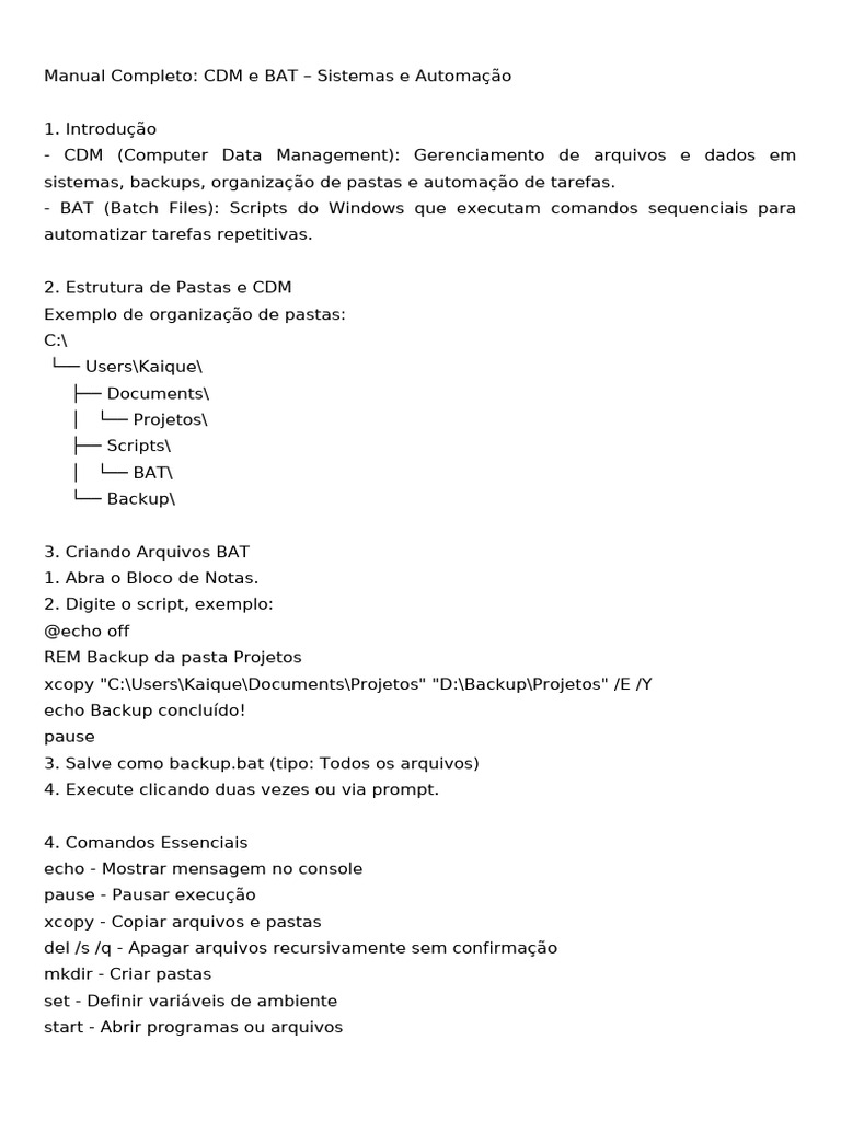 Guia Prático de CDM e BAT para Automação | PDF | Linguagem de script ...