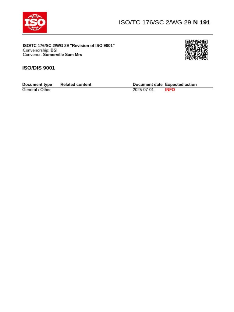 ISO DIS 9001:2026 Draft for Review | PDF | Quality Management ...