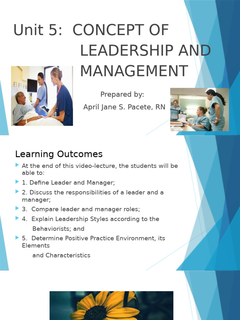 Leadership and Management in Nursing | PDF | Leadership | Occupational ...