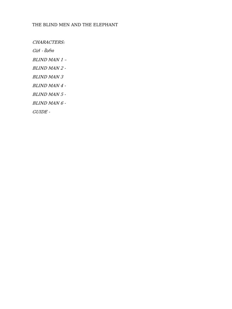 The Blind Men and the Elephant Script | PDF