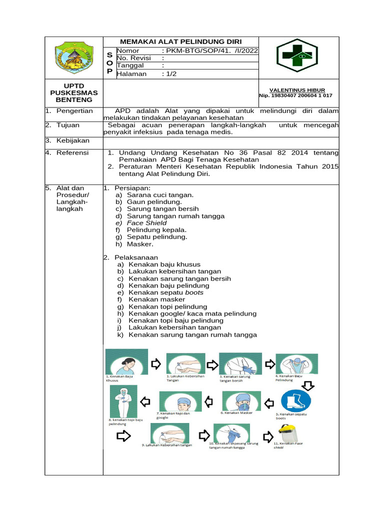 Sop Pemakaian Apd 1 Pdf