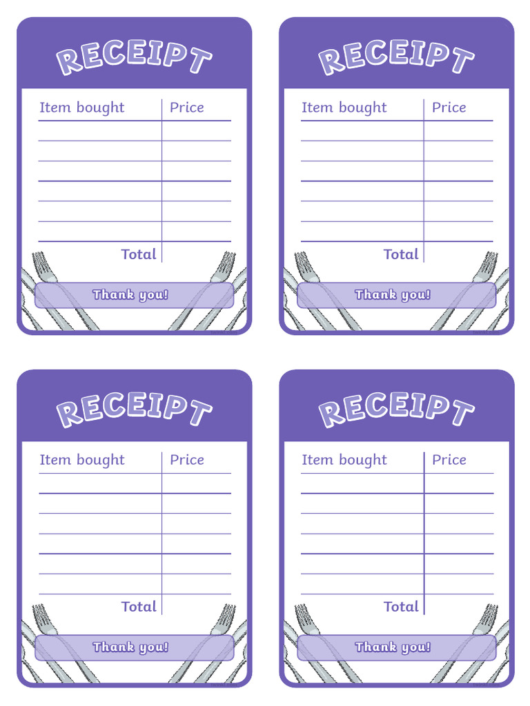 Restaurant Role Play Receipt | PDF