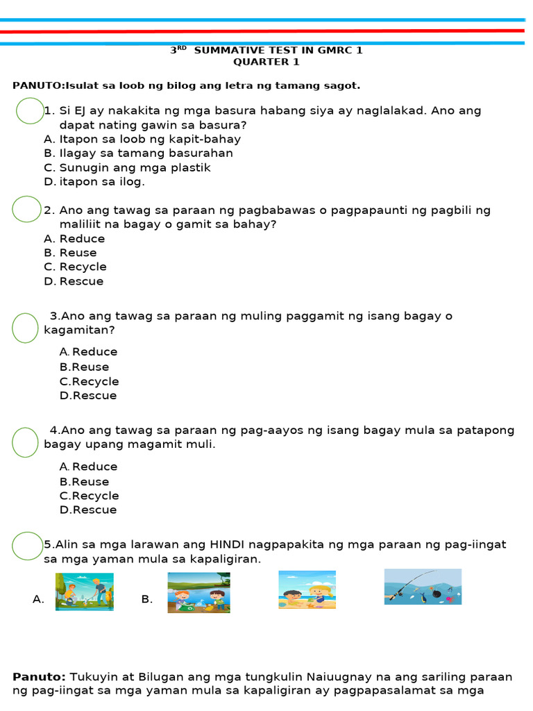 3rd Summative Test in All Subjects | PDF