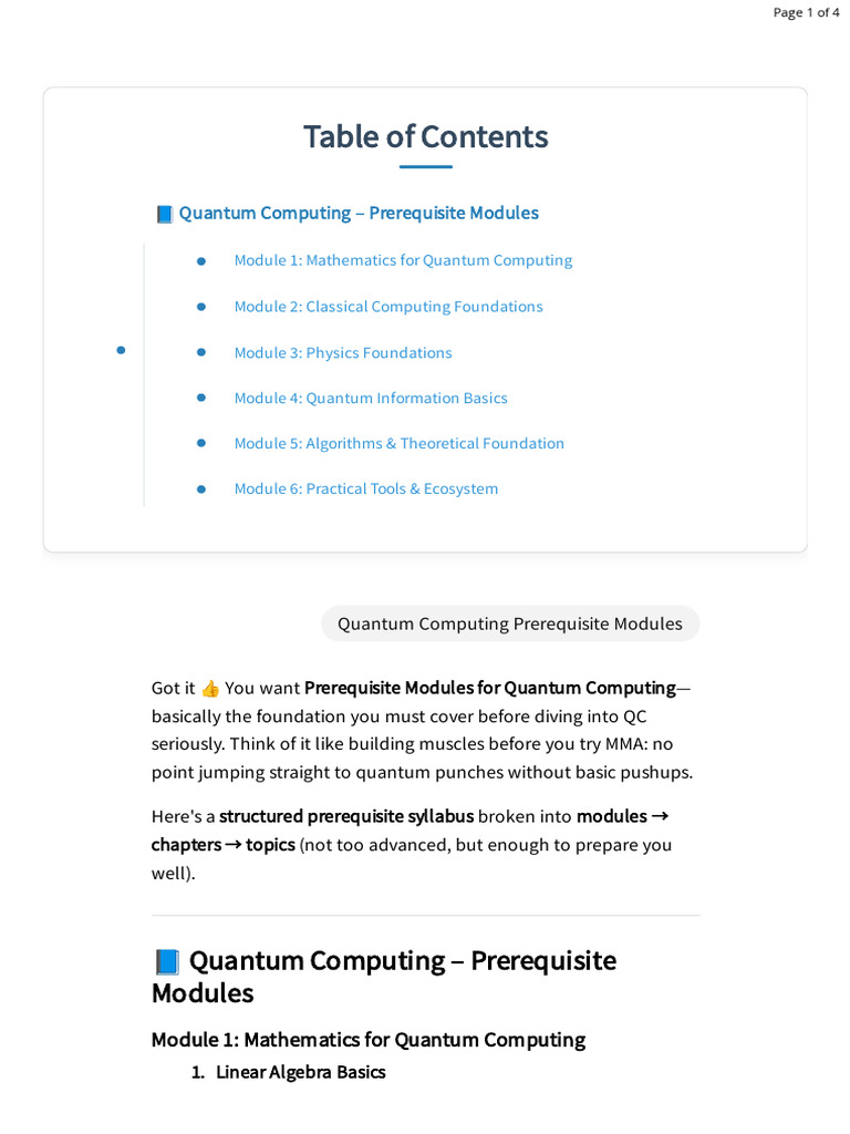 Quantum Computing Prerequisite Modules | PDF | Quantum Computing ...