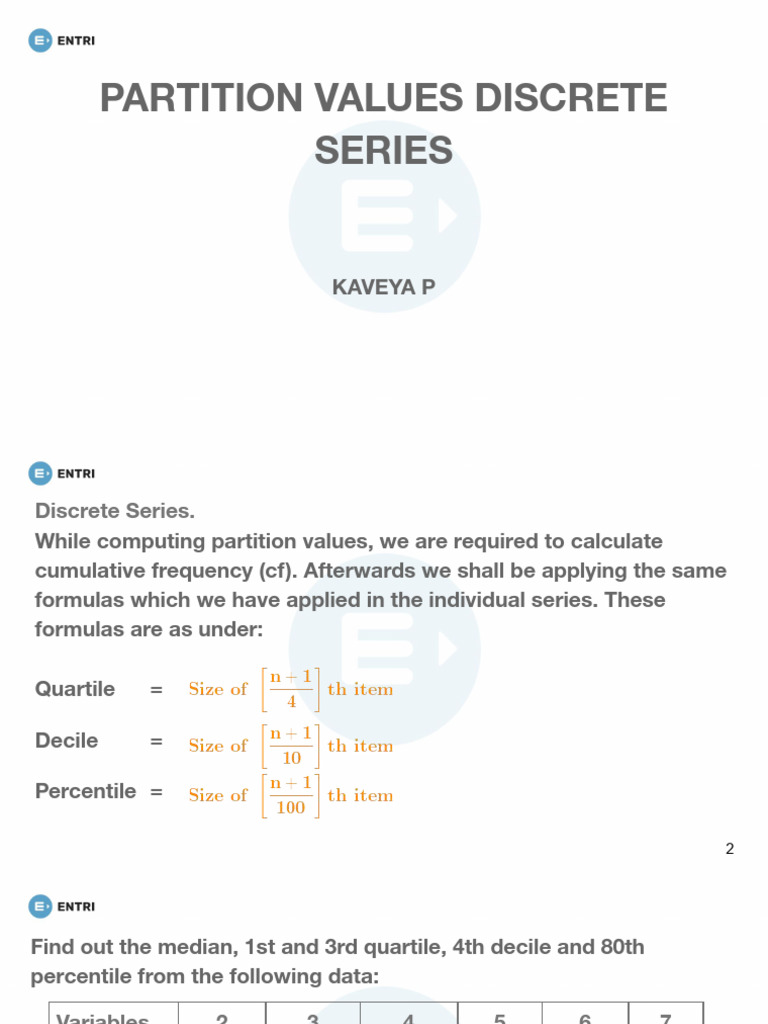 Partition Values in Discrete Series | PDF
