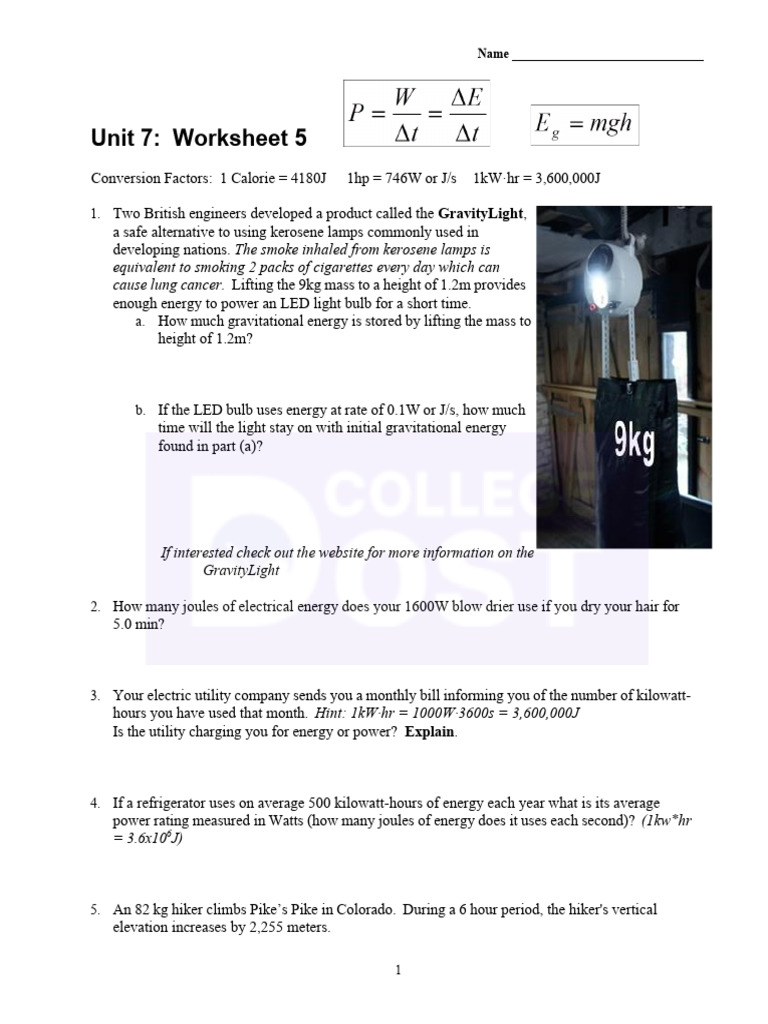 Power Practice Worksheet | PDF | Quantity | Physical Quantities