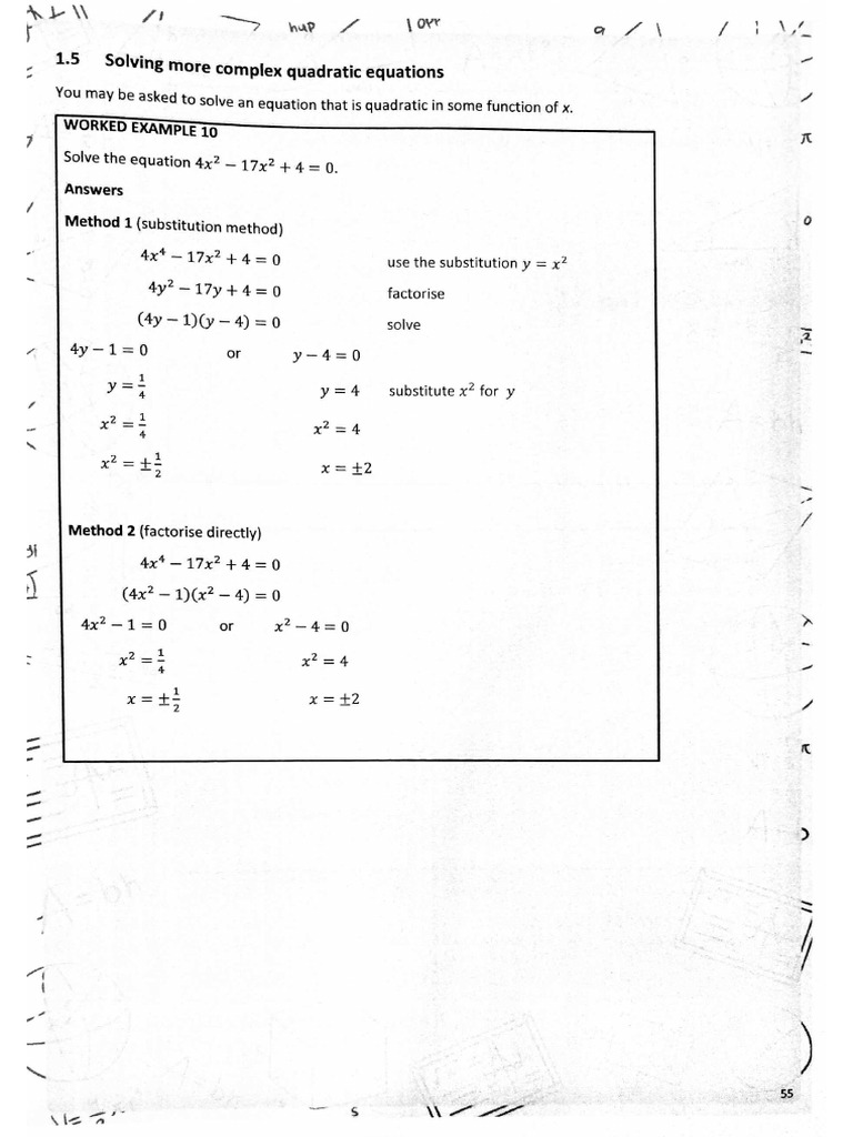 1.5 Solving More Complex Quadratic Equation | PDF