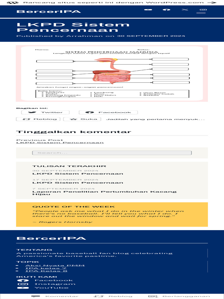 LKPD Sistem Pencernaan – BercerIPA | PDF