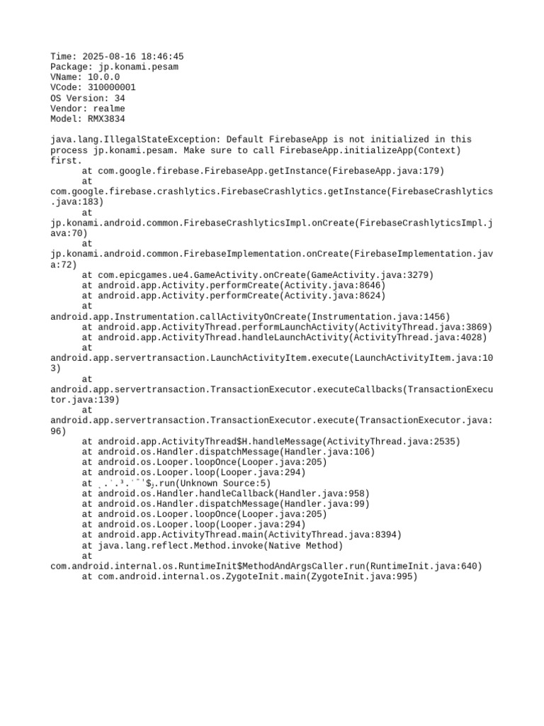 Firebase Initialization Error in App | PDF