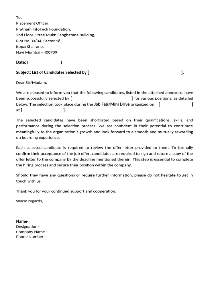 Offer Letter Draft | PDF