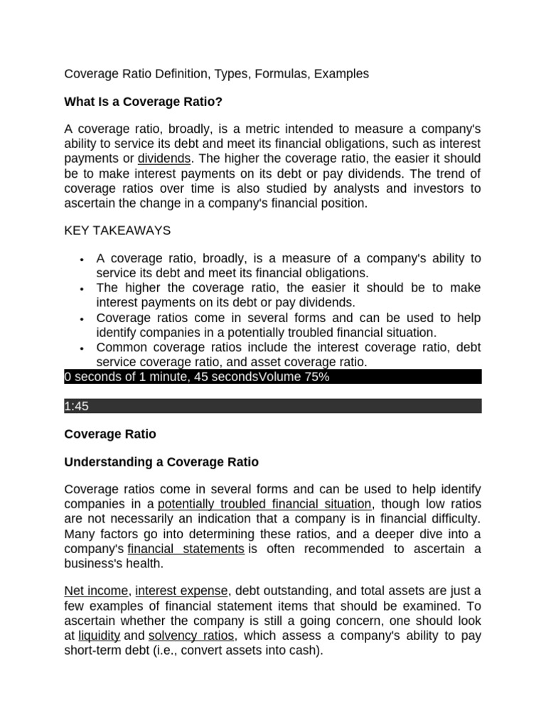 Understanding Coverage Ratios and Their Types | PDF | Debt | Interest