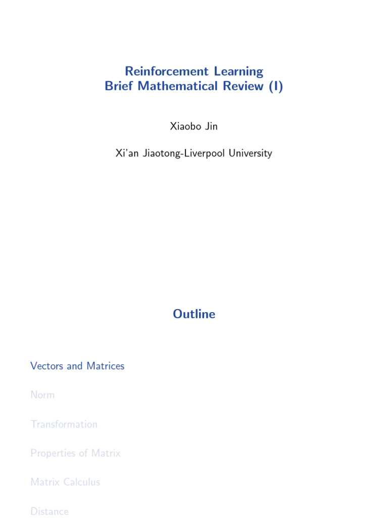 Mathematical Foundations of Reinforcement Learning | PDF | Determinant ...