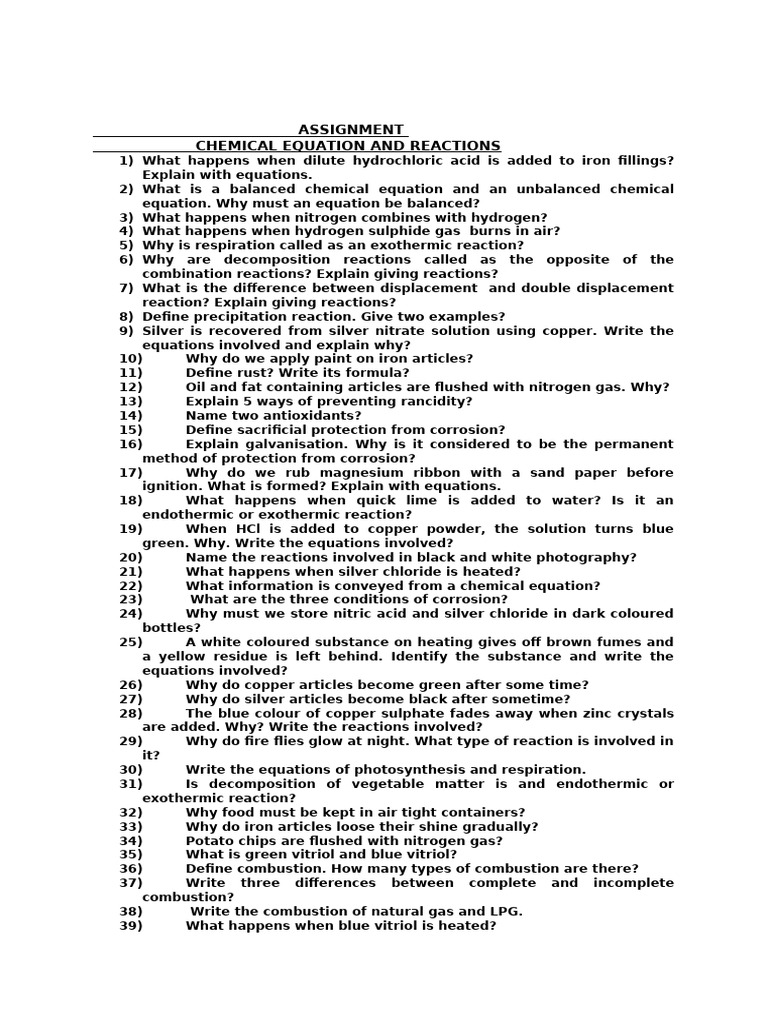 Chemical Reactions and Equations Guide | PDF | Chemical Reactions | Redox
