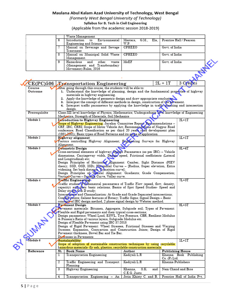 B.Tech Civil Engineering Syllabus | PDF | Road Surface | Mechanical ...