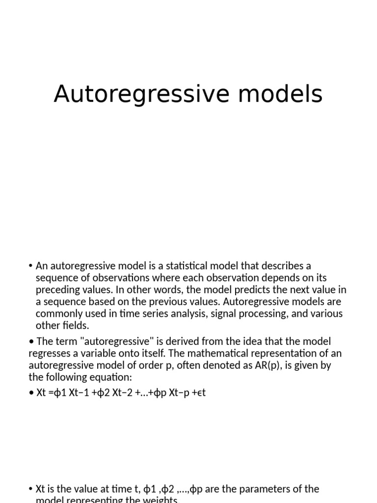 Autoregressive Models Explained | PDF | Autoregressive Model | Applied ...