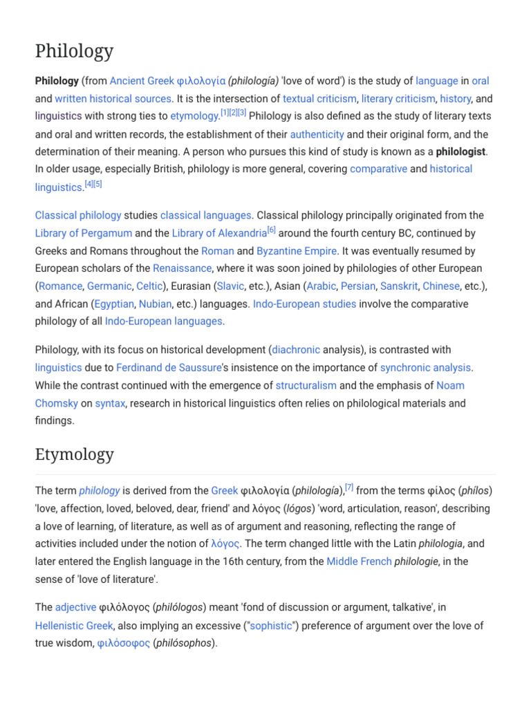 Definition and Scope of Philology | PDF | Philology | Language Arts ...