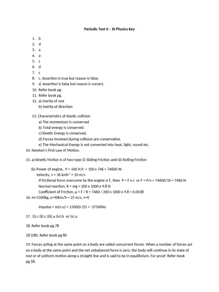 PT2 Physics Key | PDF