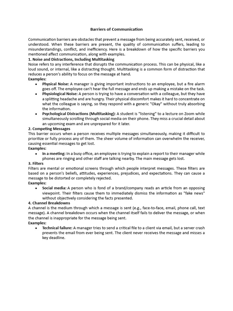 Understanding Communication Barriers | PDF | Human Communication ...