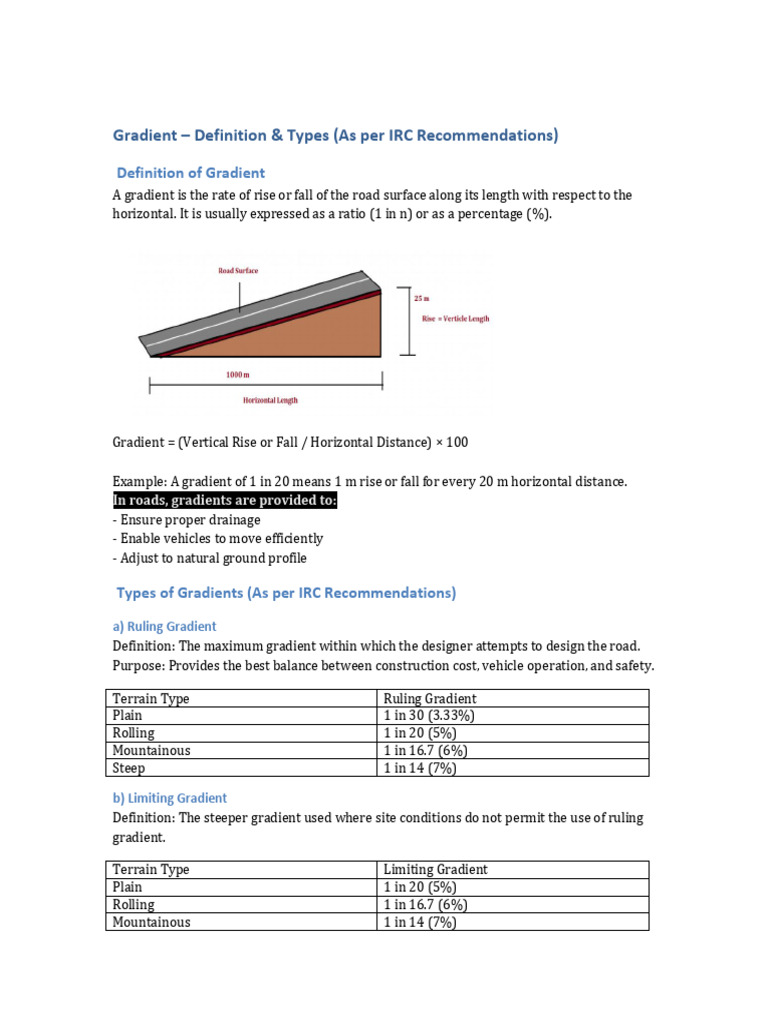 Understanding Road Gradients and Types | PDF | Transport ...