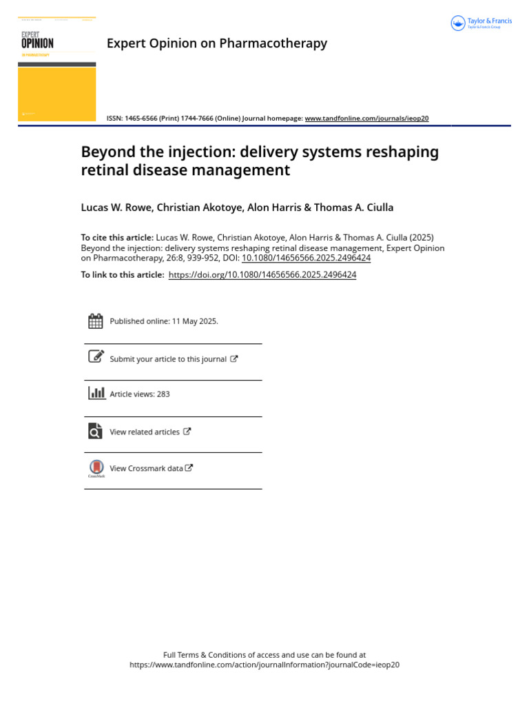 Beyond The Injection Delivery Systems Reshaping Retinal Disease ...