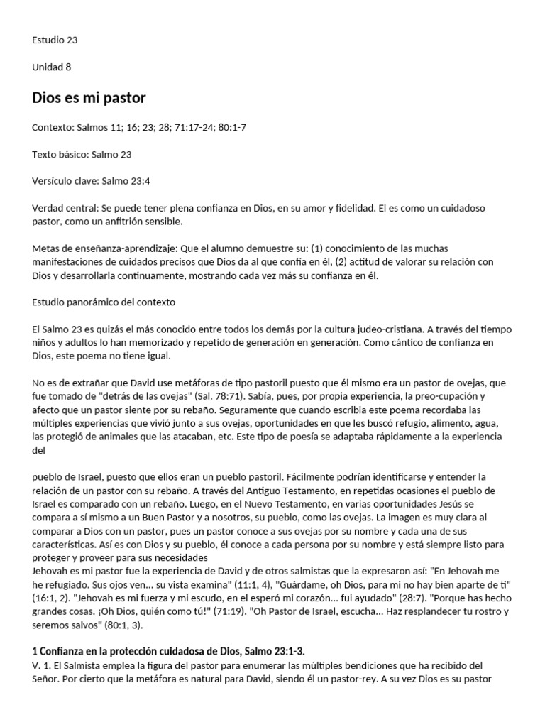 Confianza en Dios: Salmo 23 Explicado | PDF | Salmos | Dios
