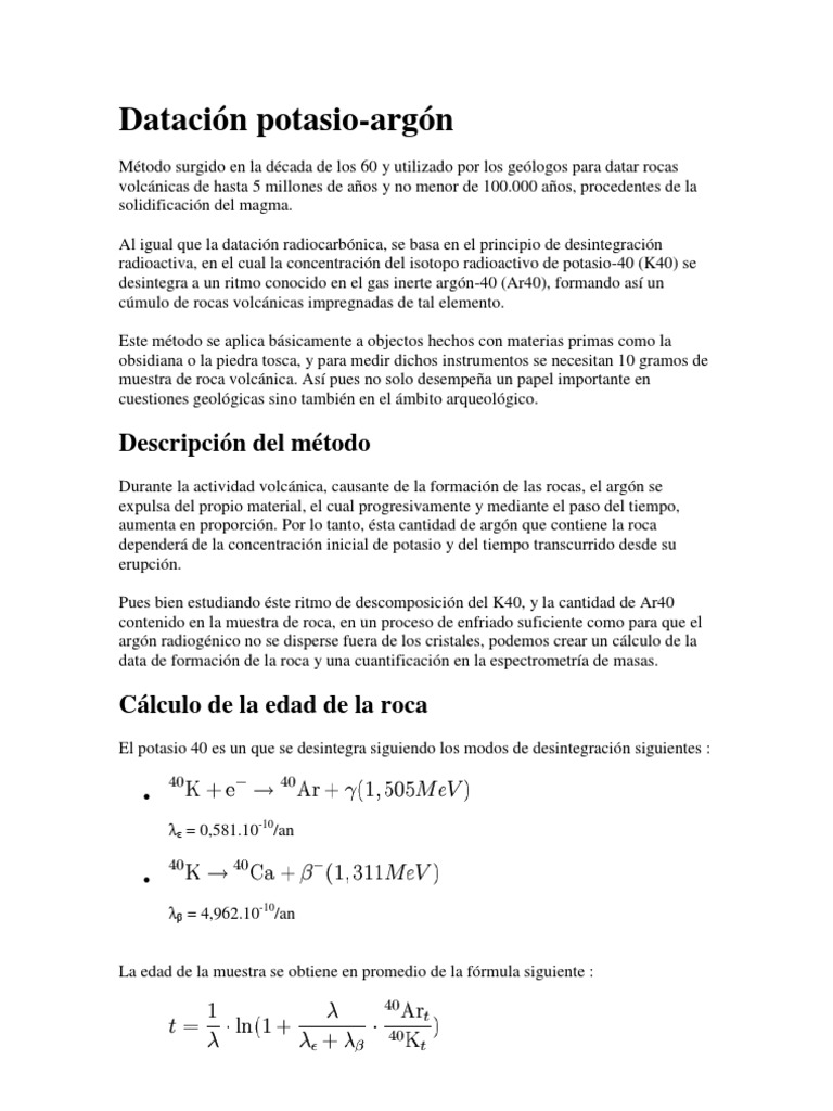 problemas de datacion del argon de potasio