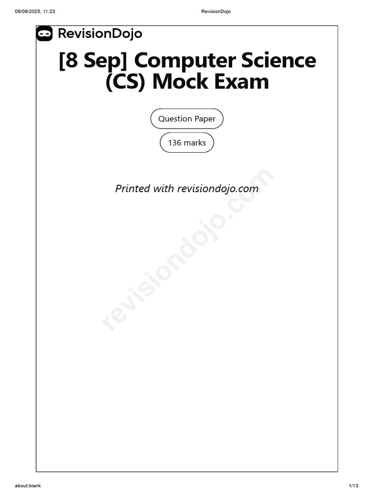 Computer Science Mock Exam Questions | PDF | Computer Network | Network ...
