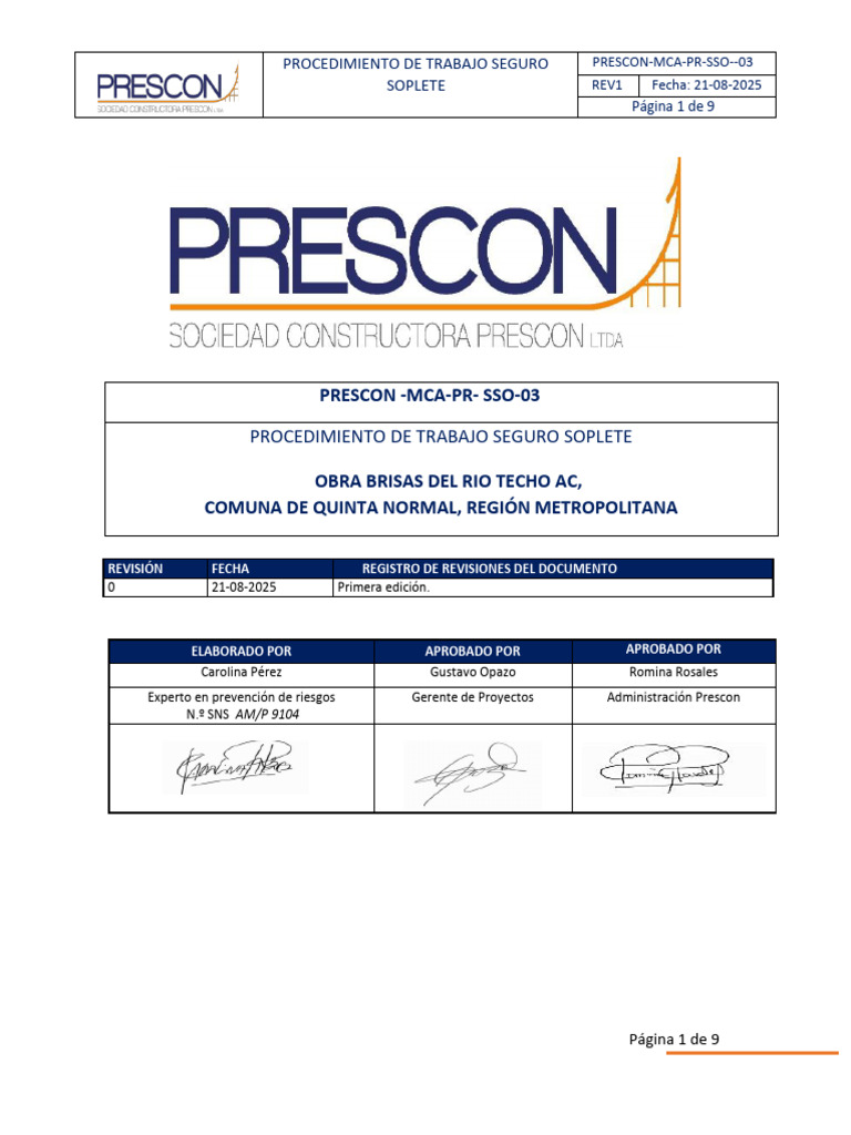 Prescon Mca PR Sso 003 Soplete | PDF | Soldadura | Construcción