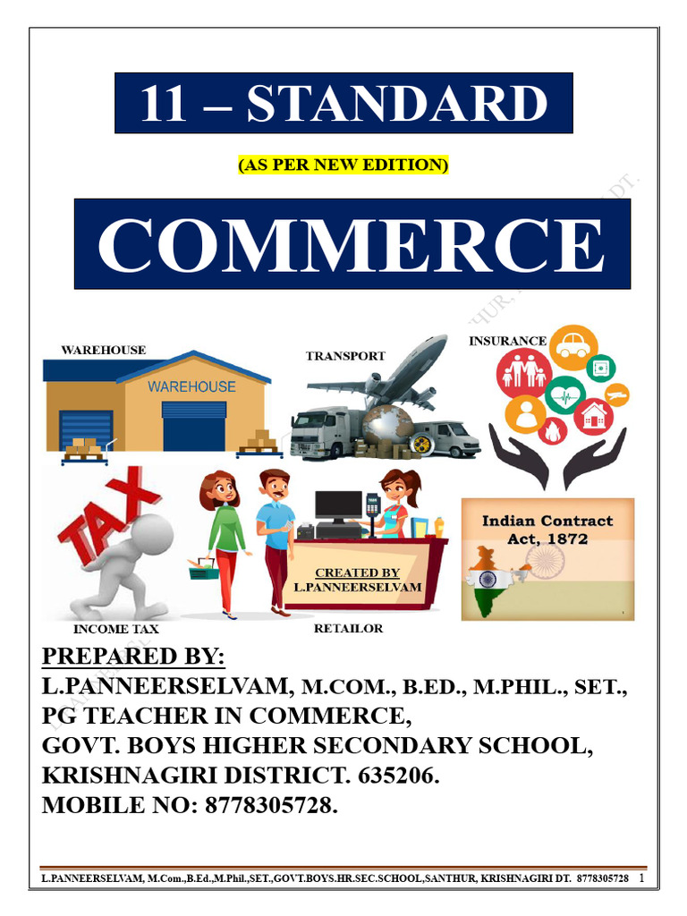 11th Standard Commerce Curriculum Guide | PDF | Cooperative | Business