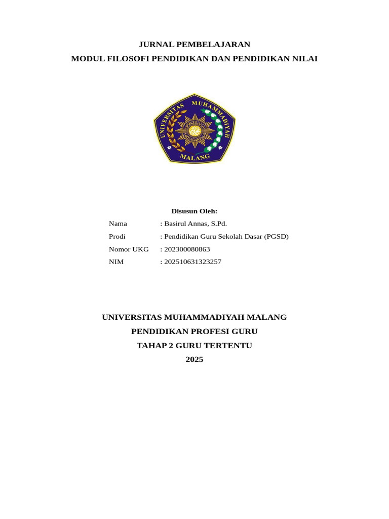 Jurnal Pembelajaran Filosofi Pendidikan | PDF