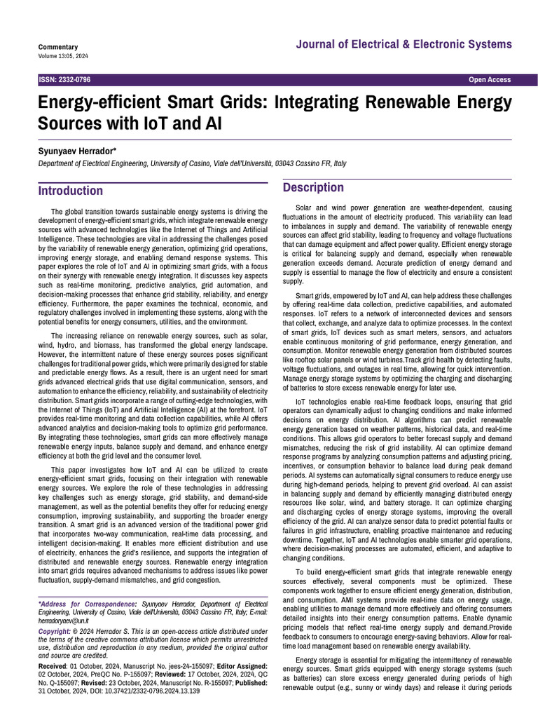 Energy-Efficient Smart Grids with IoT & AI | PDF | Smart Grid ...
