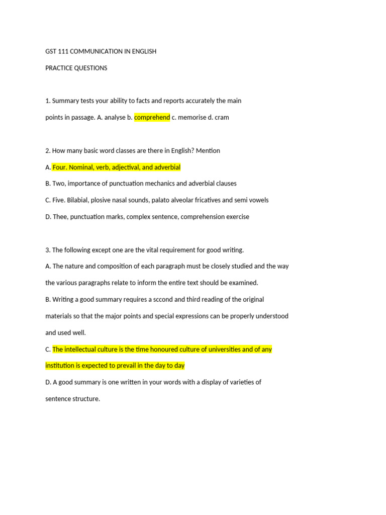 Gst 111 Communication | PDF | Verb | English Language