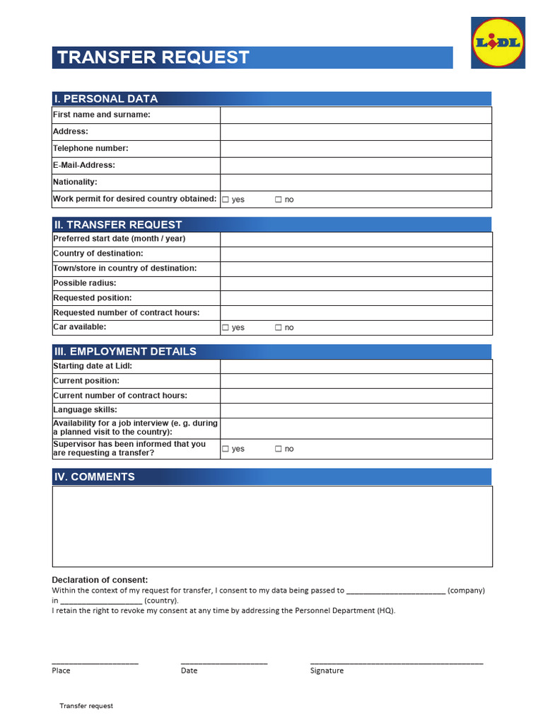 Transfer Request Form en | PDF