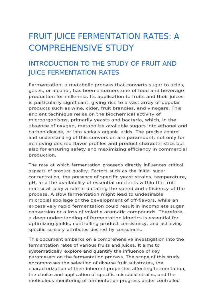 Fruit Juice Fermentation Rates Study | PDF | Fermentation | Yeast