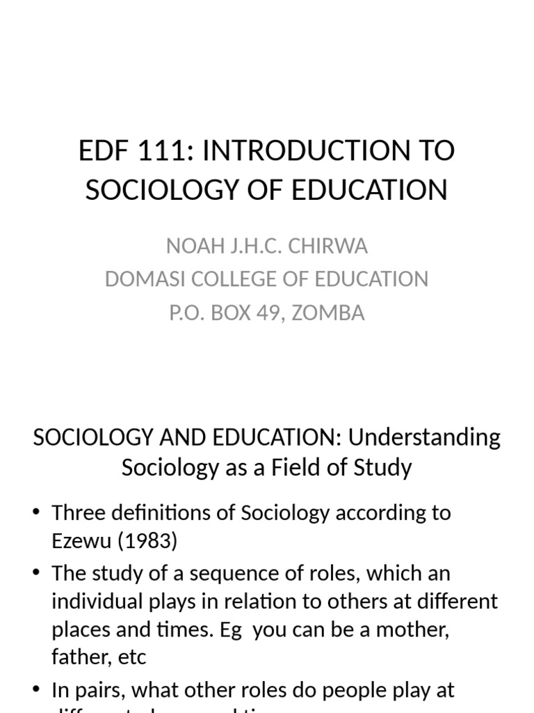 Sociology of Education Overview | PDF | Sociology | Social Sciences