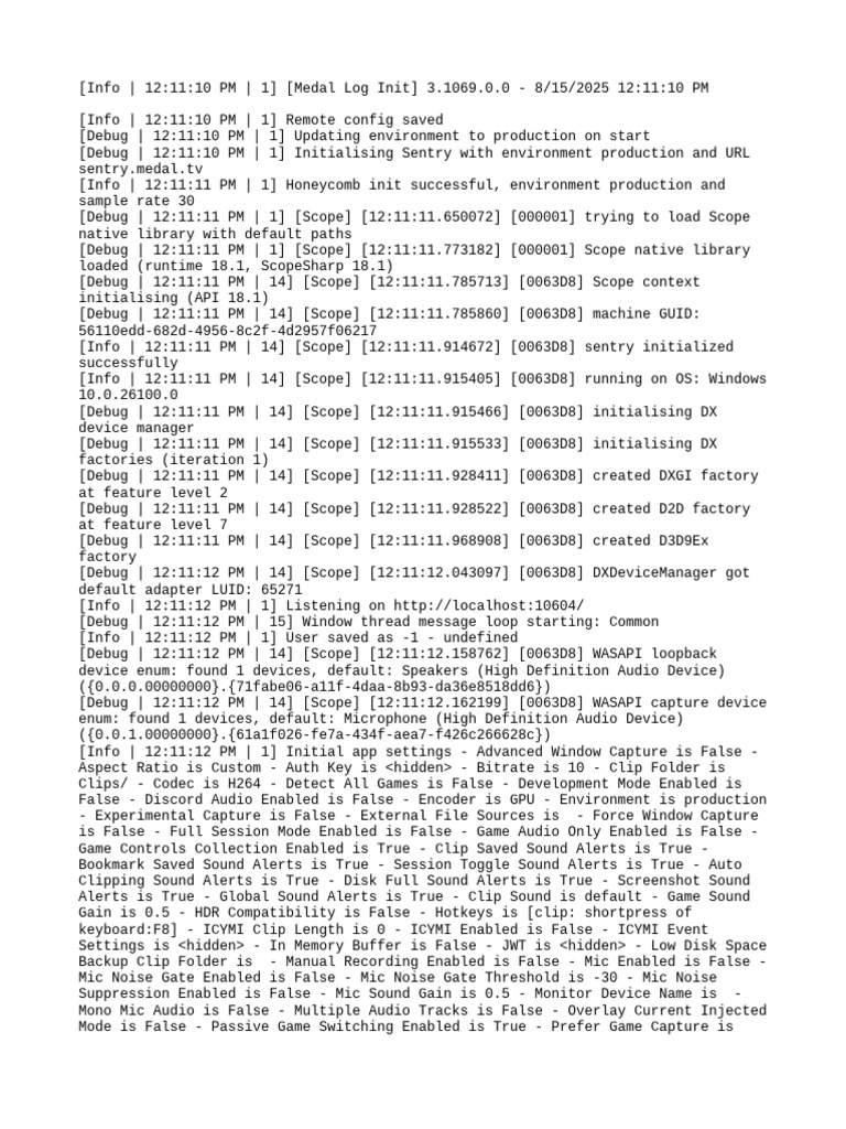 Medal App Initialization Log 3.1069 | PDF | File System | Computer File