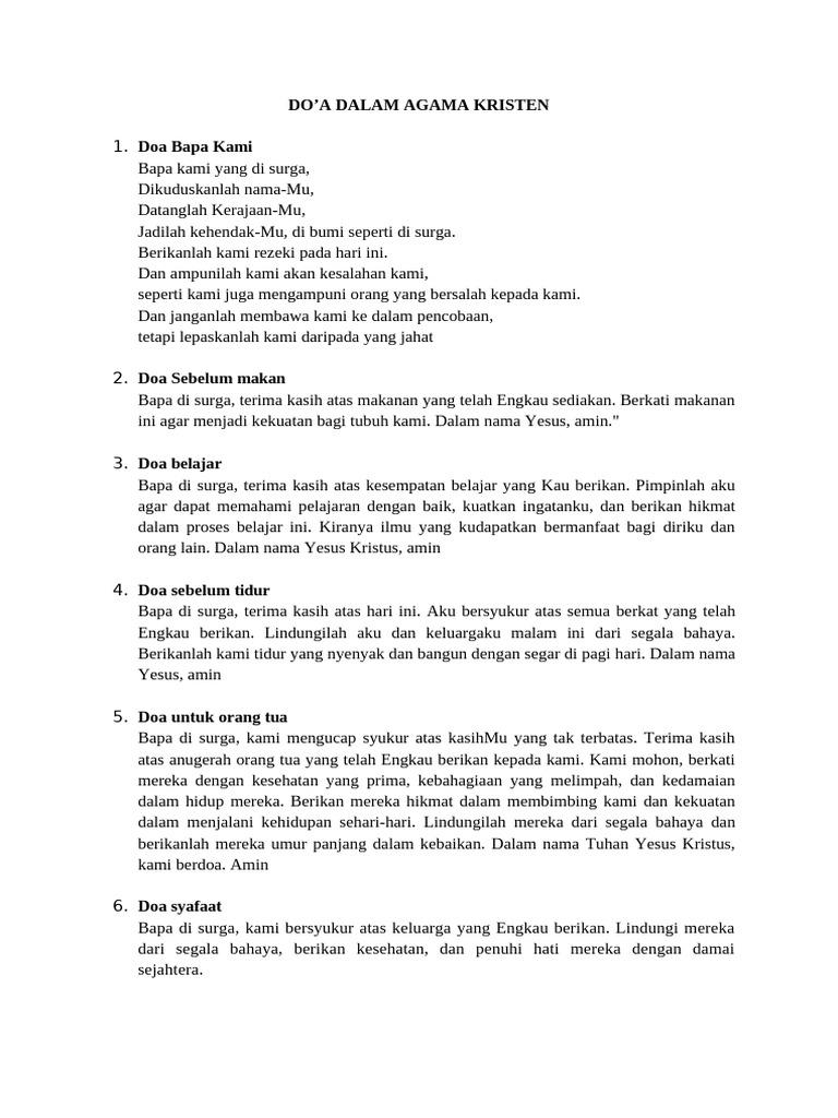 Doa Harian dalam Agama Kristen | PDF