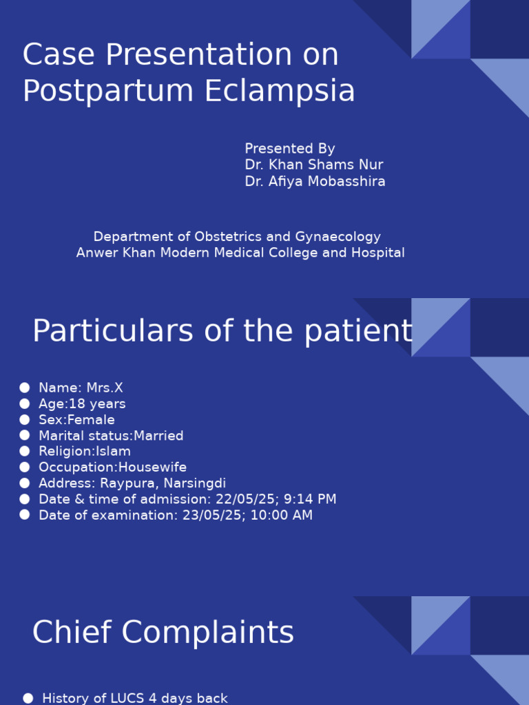 Case Presentation On Postpartum Eclampsia | PDF | Medical Specialties ...