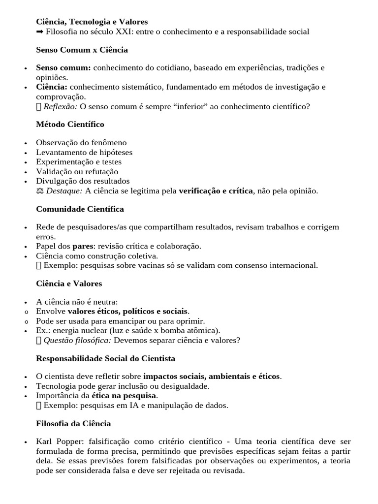Senso Comum e Ciência | PDF | Science | Método científico
